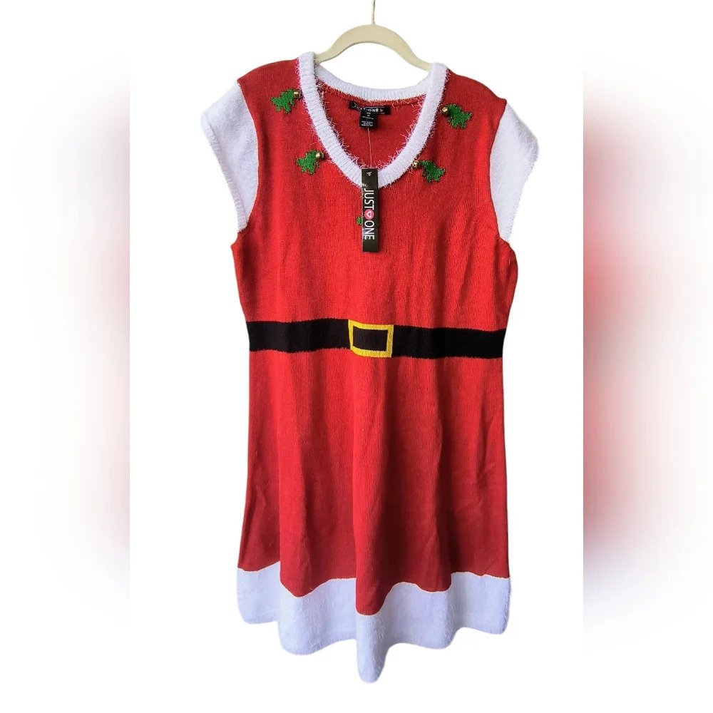 Just One Mrs. Claus Plus Christmas Holiday Festive Jingle Bell Dress, 2X, NWT
